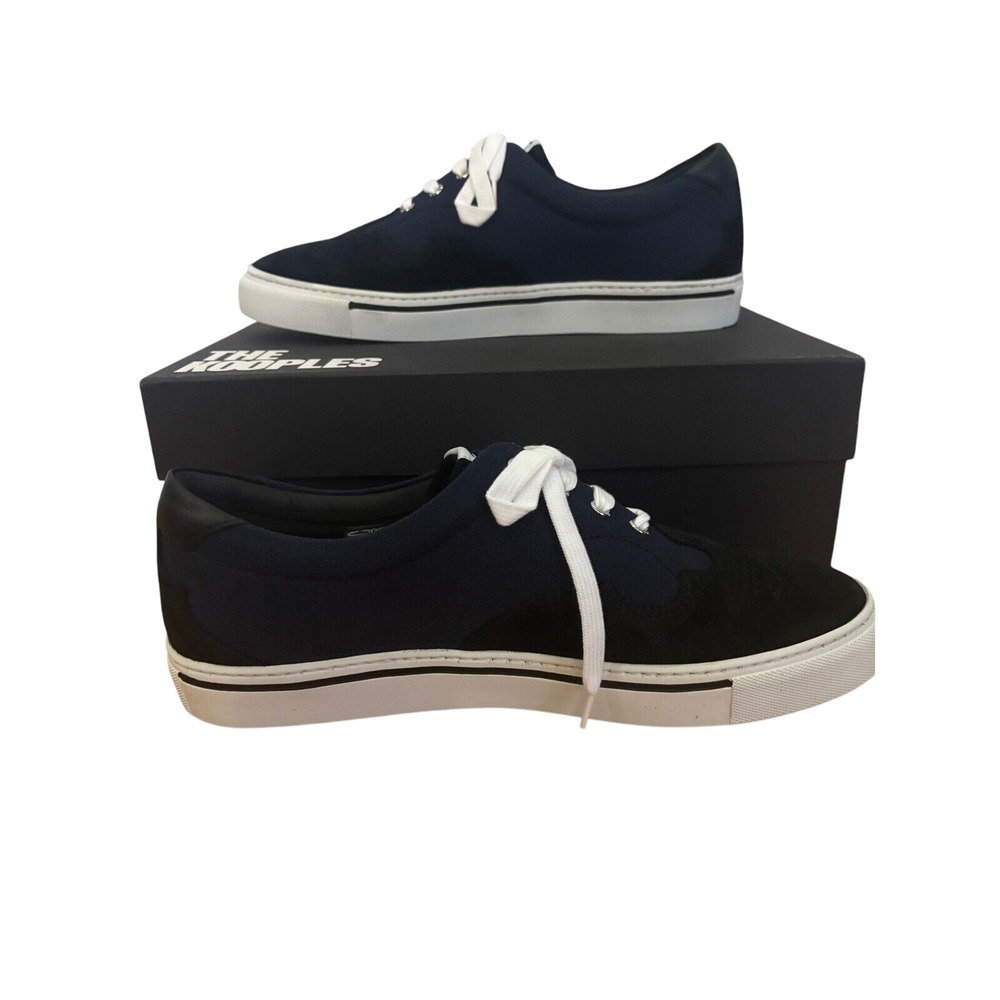 The Kooples NIB‎ Men's Baskets Basses Canvas Sneakers in Black/Navy FR 45/US 11